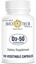 Bio- Tech Pharmaceutical D3- 50 50 000 NE, 100 növényi kapszula - All- Natural Supports - Supports Bone & Immune Health - No Dairy, Fish, Gluten, Mogyoró, kagyló, & Soy