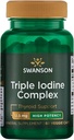 Swanson Tripla jód Complex- Natural Supplement for Vital Thyroid Support- Promotes Metabolikus funkció, Fokozott vörösvérsejt termelés, & Heart Health- (60 Veggie Capsules, 12,5mg, Each) 1 Pack