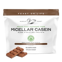 Muscle Feast Grass Fed Micellar Casein fehérje por, paszta emelt & Hormon ingyenes, lassú emésztés Casein fehérje - Támogatók Overnight Muscle Recovery, Gluten Free Protein Powder - Csokoládé, 4lb