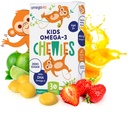Omega 3 gumik - Ultra-Magas DHA rágógumi - Omega 3 gyerekeknek támogatja az agy és a szem egészségét - Sugar-mentes természetes gyümölcs aromák - Kids Omega 3 halolaj gumik (30 gróf)