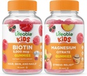 Életképes Biotin Kids + Magnézium Citrate Kids, Gummees Bundle - Nagy ízű, vitamin kiegészítés, glutén mentes, GMO mentes, rágógumi