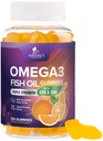 Omega 3 Fish Oil Gumies - 3X Strength Heart Health Support - Magas abszorpció Omega 3 Fish Oil Gumim Supplement with DHA & EPA - Joint & Brain Support for Surevers - Tasty Orange Flavor - 120 Gumies