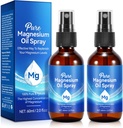 Magnézium-olaj spray, tiszta magnézium-olaj lábhoz, 100% természetes és szerves magnézium-spray üveg, könnyen felszívható és használható, Topical Magnézium-olaj (4 Fl Oz, csomag 2)