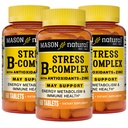 MASON NATURAL Stress B, Komplex antioxidánsokkal + Cink, 6 hónap ellátás, Dual Action Formula, Támogatja az energia anyagcserét és immunegészség, 3 csomag