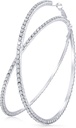 Nagy Rhinestone Hoop Fülbevalók Ragyogó Crystal Rhinestone Dangle Big Hoop Fülbevalók Nők Esküvői Party Favor, 80 mm