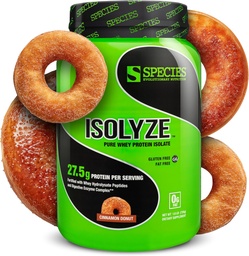 Faj Nutrition Isolyze Whey Protein Powder, 100% Whey Isolate for Muscle Building, 27.5g Protein Per Scoop, No Sugar & Low Fat (Fahéj fánk, 22 szervadékok)