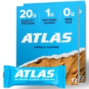 Atlas Protein Bar - 20g Clean Protein, 1g Natural Sugar, No Seed Oils, Gluten Free, No Manual Sweeteners - Vanilla Almond 24 Count