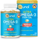 Qunol Omega 3 Fish Oil Mini Softgels, 1000mg Ultra Pure Fish Oil, Heart Health Support, Omega 3 DHA kiegészítők, Lemon Flavor, 2 hónap ellátás, 120