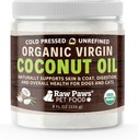 Nyersmancs Organic Virgin Kókuszolaj kutyák és macskák számára, 8- oz - Támogatja az immunrendszert, emésztést, orális egészséget, pajzsmirigy - Minden természetes allergia megkönnyebbülés kutyák számára - szőrgolyó megkönnyebbülés