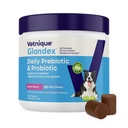 Vetnique Glandex Napi probiotikumok kutyák Prebiotikumok támogatása Gut egészség a fiber és emésztési enzimek, probiotikus sajtok vagy porok (60ct Chews, Bacon Chews)