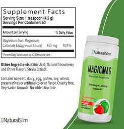 NaturalSlim Magicmag Tiszta magnézium-citrát por - Stressz, Székrekedés, Izom, és szívtámogatás