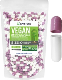 XPRS Nutra mérete 0 üres kapszula - 500 darab üres vegán kapszula - vegetáriánus tabletták - DIY növényi töltelék - Veggie Pill Caps Do- IT- Yourself kiegészítők (levendula / fehér)