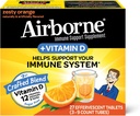 Airborne 750mg C-vitamin Cink pezsgőtablettával, Immunszuppresszív kiegészítés erős antioxidáns Vitaminokkal A C D3 & E - 27 Fizzy Drink Tabletta, Zesty Orange Flavor