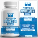 Life Strength Magnézium Kálium Complex Supplement - 90 kapszula - Nagy felszívódás Magnézium Támogatás Érrendszeri egészség & Lábgörcs