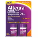 Allegra 24 óra beltéri és szabadtéri allergia-kezelés 180mg 55 tabletta, 2 tablettát tartalmazó csomag (110 ct.)