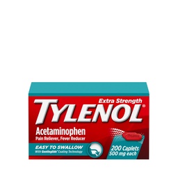Tylenol Extra Strength Easy to Swallow Acetaminophen, Pain Reliever & Fever Reducer Coated Caplets Gentleglid Technology, 500 mg Extra Strength Acetaminophen, 200
