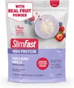 SlimFast magas fehérje Smoothie Mix Plus gyümölcspor, magas fehérjetartalmú élelmiszer-helyettesítő por, fiber, C-vitamin, 21 szervadékok, 1,29 font, Triple Berry Vanilla (csomagolás május Vary)
