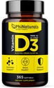 PhiNaturals D3-vitamin 1000iu Softtels Supplement Olive Oil Base 365 Gel Caps Egy évre elegendő VIT D, Vitamina D 3 1000