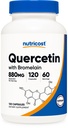 Nutricost Quercetin Bromelainnel, 880 mg Quercetin + 165mg Bromelain Per Serving, 120 kapszula, 60 szerva (2 Caps Per Serving) - vegetáriánus, nem-GMO és glutén mentes