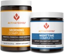 ACTIVATEDYOU Morning Complete Prebiotics, Probiotics, and Green Superfoods (Citrus Medley) & Nighttime Complete, Ashwaghanda (Málna Lemonade), 30 Servings