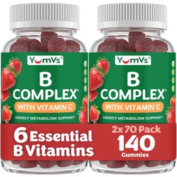 B Complex Gumies C-vitaminnal - nagy ízű 1 egy nap energia és idegrendszer támogatása felnőttek számára - Vegan, Kosher, nem-GMO B-vitamin Komplex gumival B12, B6, & folsav - 70 Count (2 Pack)