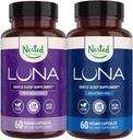 Nested Naturals Luna Sleep Aid Bundle 124; Luna & Luna Melatonin- Free Alváspirula természetes összetevők Melatonin, Valarien, & More (120 gróf)