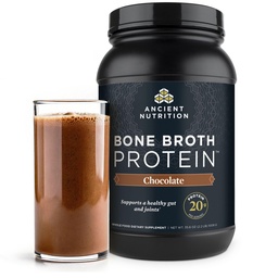 Ancient Nutrition Grass Fed, Cage Free, Bone Broth Protein Powder, 20g Protein, Hydrolized Collagen Peptides, Keto & Paleo Friendly, Supports Joint, Gut Health, Chocolate, 40 Servings