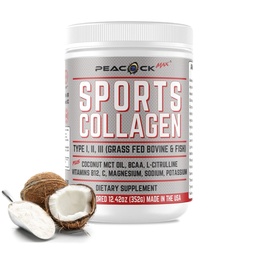 Sports Collagen Electrolytes Powder, 12.42 oz - Grass Fed Bovine & Wild Fish Hydrolized Type I, II, III Multi Collagen Peptides for Electrolyte Drinks, Unflavored Protein Powder with BCAA, Magnézium