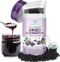 USDA Organic Drated Belserberry 1lb Bulk (Biztonságosabb csomagolás, Resealable Bag, BPA- Free Scoop) Természetes, nem besugárzott, Nyers egész Fekete Belserberry, Immun Support, Make Sambucus Elderberry Symphetion, 1 font
