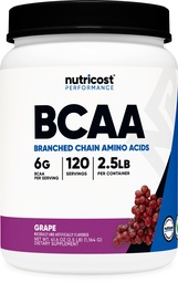 Nutricost BCAA por (Szőlő, 120 adag) - glutén mentes, nem-GMO, vegetáriánus, optimális 2: 1: 1 arány