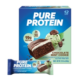 Pure Protein Bárok, Magas Fehérjék, Tápláló Snack támogatása Energia, Alacsony Sugar, Glutén mentes, Csokoládé menta Cookie, 1.76oz, 12 gróf (Csomagolás május Vary)