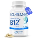 L- Metilfolát + B12 Metilkobalamin Keverék 7,5mg - 60 kapszula - Aktív folsav & metilált B12- 5- MTF- és B12 kiegészítés férfiaknak és nőknek - nem GMO, glutén mentes, nem töltőanyagok