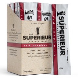 Superieur Electrolyte Powder Packets - Vegan Electrolyte Hydration Powder w / Sea Minerals - Keto Friendly, Non-GMO, Zero Sugar Electrolyte Supplement - Healty Sports Drink - Málna (14 Packets)