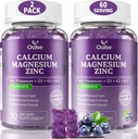 (2 Pack) OALSE Kalcium Magnézium Cink Gummies D3 & K2- magas abszorpcióval Magnézium Glicerin - Izom, Immun & Alvástámogatás - Sugar Free- Blueberry Flavoled- 120 Számok