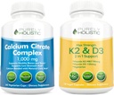 Tisztán Holisztikus Kalcium Citrate Complex 1000mg + D3-vitamin 125mcg K2 MK7 90mcg - 365 Vegan kapszula + 150 Vegetáriánus kapszula Bundle - Készült az Egyesült Államokban