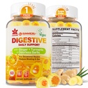 Gyömbér rágógumikat hányinger és emésztési támogatás, Gyomor megkönnyebbülés - Sugar Free Turmeric & Odorless Fokhagyma, Quercetin, D3-vitamin, C, finom emésztési kiegészítők, 60Cts (csomag 1)