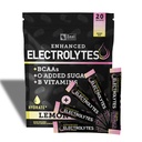 Javított elektrolit por stick csomagok (Lemon Baxter 124; 20 csomag) w / 0 Sugar + BCAAs + B- Vitamins Electrolyte Supplement w Kálium Cink & Magnézium for Hydration - Keto Electrolytes
