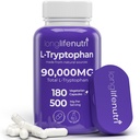 L-Tryptophan 500 mg - 180 Vegetáriánus kapszula, 6 hónapos ellátás, alvástámogatás és hangulatstabilitás, Lab tesztelt, Made in USA, Non-GMO