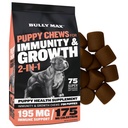Bully Max 2- in1 Kutyák Kezelések Soft Chews az immunitás és a növekedés - kutya vitaminok és kiegészítők - Essential Multivitamin Food Topper az egészség és immun támogatás - kis, közepes és nagy Fajta kiskutyák