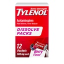 Tylenol Extra Strength oldódó csomagolás, 500 mg Acetaminophen Pain Reliever & Fever reduker, On- The- The- Powder Packets a minor Aches & Pains, Ibuprof- & Aspirin- Free, Berry Flavor, 12 t