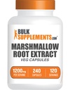 BulkSupplements.com Marshmallow Root kivonat kapszula - gyógynövény kiegészítés, Marhmallow Root 1200mg - glutén mentes, 2 kapszula per szerving, 240 gróf (1-es csomag)