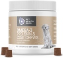 Omega Bites kutyáknak - Rágható halolaj kiegészítés Omega 3 zsírsavak és E-vitamin ízesített egészség és bőr & kabát egészség - 60 gróf