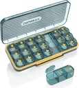 Pill Organizer 3 Times Egy nap, 7 Day Pill Box 3 Times Egy nap - Acedada Weekly Vitamin Box Organizer 7 külön konténerekkel, Portable Daily Medicine Planner Case for Vitamin Fish Oil Supplement, Blue