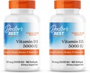 Doktor legjobb D3-vitamin 5000NE, Non-GMO, Gluten & Soy Free, szabályozza az immunfunkció, támogatja az egészséges csontok, fehér, nem aroma, 180 gróf (csomag 2)