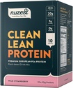 Nuzest - Borsó fehérje por - Tiszta Lean fehérje, Premium Vegan növényi alapú fehérje por, Tejmentes, glutén mentes, GMO mentes, Protein Shake, Wild Strawberry, 0,9 oz, (10-es csomag)