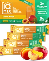 IQMIX Hydration Electrolyte Powder - 4- in1 Formula for Hydration, Mental Clarity, Mood and Recovery - Sugar- Free Drink Mix, Keto, Magnézium L- Threonate, Lion 's Mane - 20 Count Peach Mango