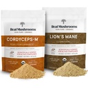 Lions Mane (60g) és Cordyceps (60g) Gomba kivonat Powder Bundle - Gomba kiegészítés a kognitív, energia és tartósság