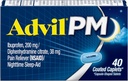 Advil PM (40 gróf, 2-es csomag) fájdalom csillapító / éjszakai alvászavar bevonatú Caplet, 200mg Ibuprofen és 38mg difenhidramin citrát