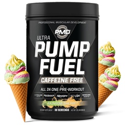 PMD Sports Pump Fuel Ultra koffein Free - Premium Pre Workout Powder & Muscle Pump, nagyobb fókusz, Endurance & Recovery, Premium Creatine, Arginine & Beta Alanine - Rainbow Sherbet (30 szerváció)