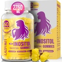 Myo- Inositol & D- chiro Inositol, Inositol Gummees with D3 vitamin, Magnézium Glycinate, Omega3, Folate & Cink, Inositol Supplement Menstrual Cycle for Women- 40: 1 Ratio- 30 Day Supply